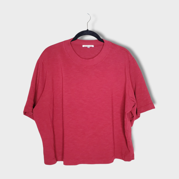 Cotton Citizen Short Sleeve Boxy Tee Crew Neck Shirt Red 100% Cotton Women's Med - Picture 2 of 6